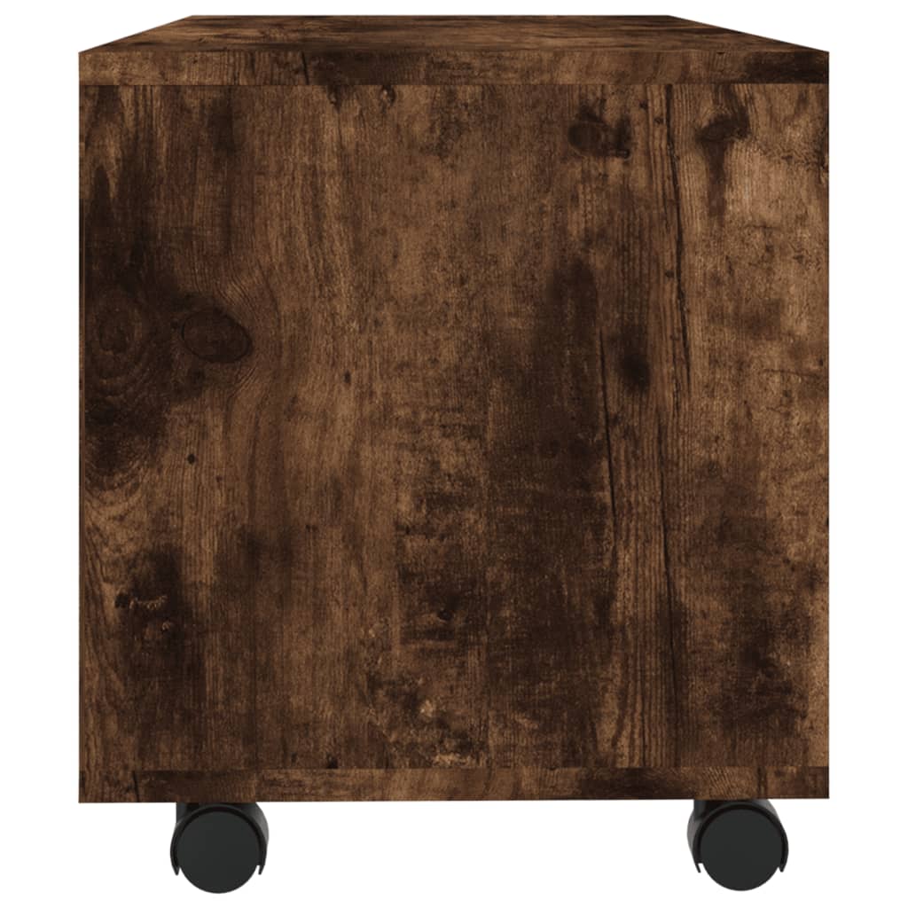 Meuble TV sur roulettes Chêne fumé 90x35x35cm Bois d'ingénierie - XIOS