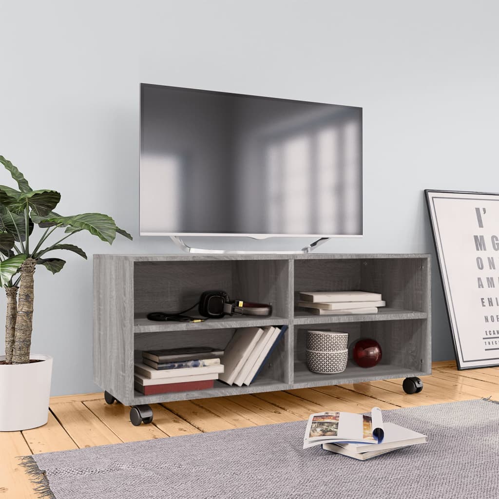 Meuble TV sur roulettes Sonoma gris 90x35x35 cm Bois ingénierie - XIOS