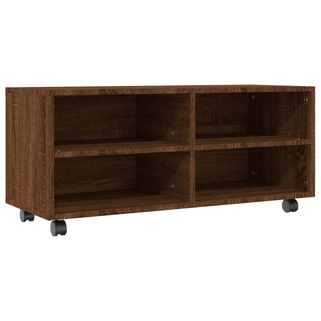 Meuble TV sur roulettes Chêne marron 90x35x35cm Bois ingénierie - XIOS