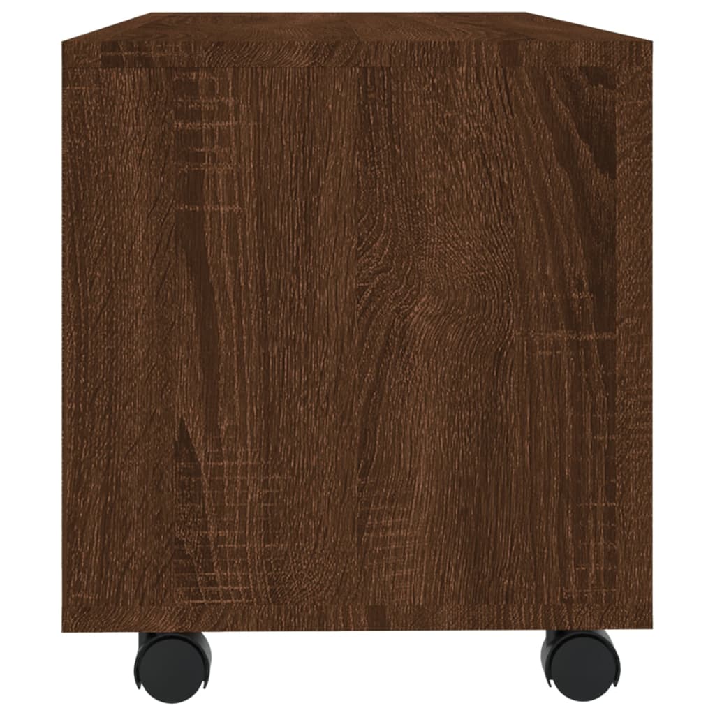 Meuble TV sur roulettes Chêne marron 90x35x35cm Bois ingénierie - XIOS