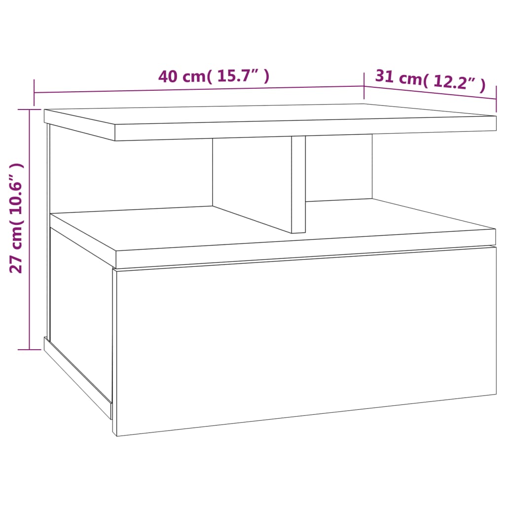 Tables de chevet flottantes 2 pcs Sonoma gris 40x31x27 cm - XIOS