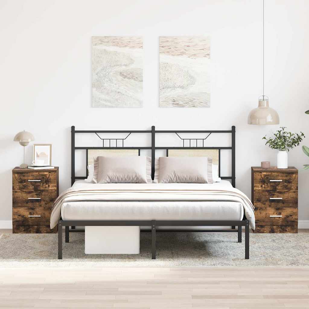 Tables de chevet 2 pcs Chêne fumé 38x35x56 cm Bois d'ingénierie - XIOS