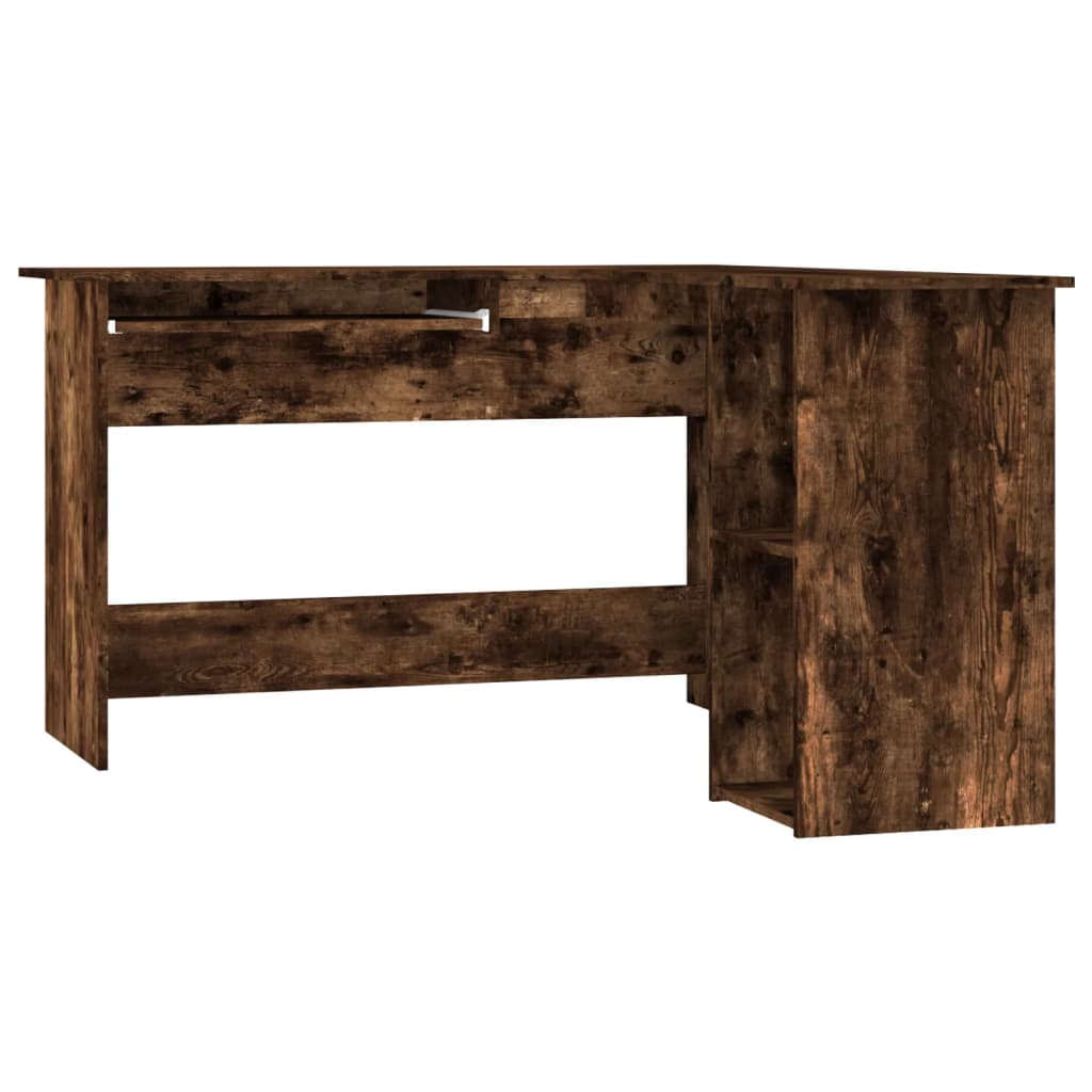 Bureau d'angle chêne fumé 120x140x75 cm bois d'ingénierie - XIOS