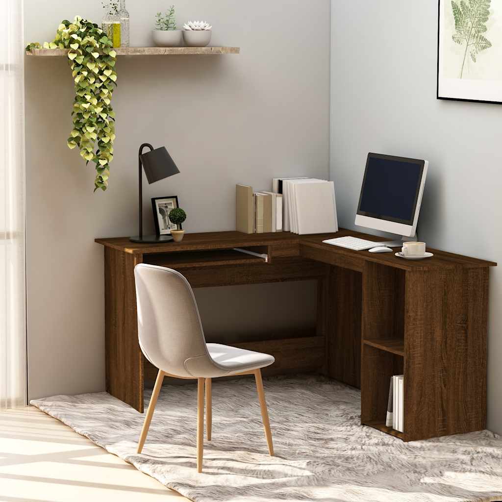 Bureau d'angle chêne marron 120x140x75 cm bois d'ingénierie - XIOS