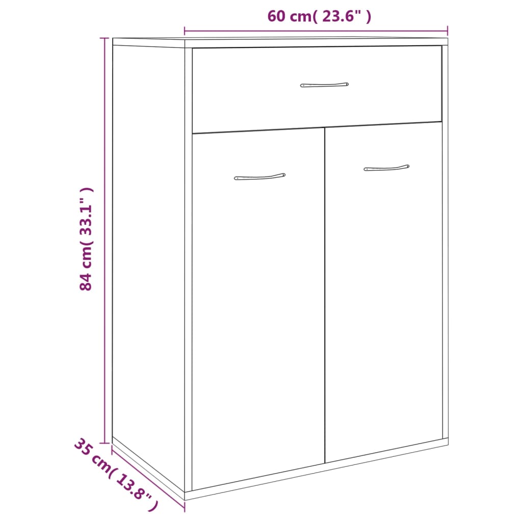 Armoire à chaussures Sonoma gris 60x35x84 cm Bois d'ingénierie - XIOS