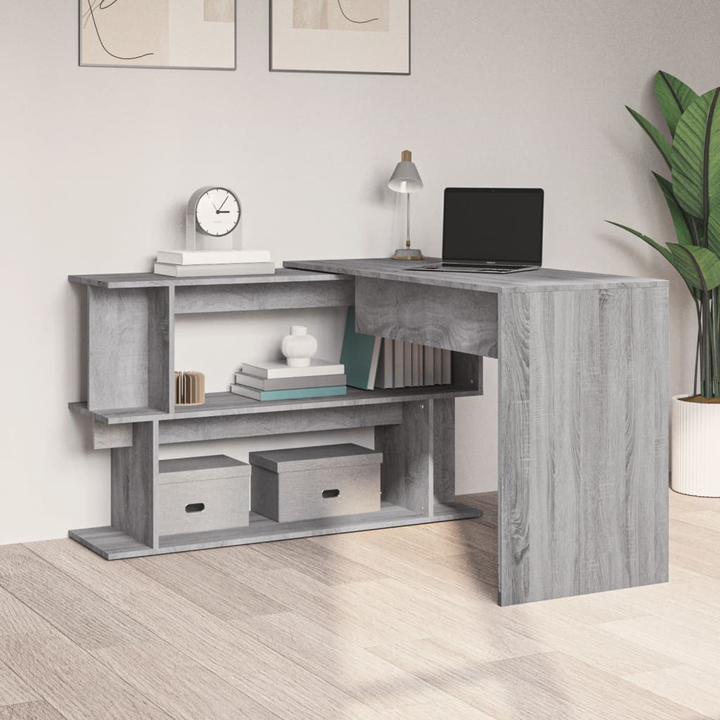 Bureau d'angle Sonoma gris 200x50x76 cm Bois d'ingénierie - XIOS