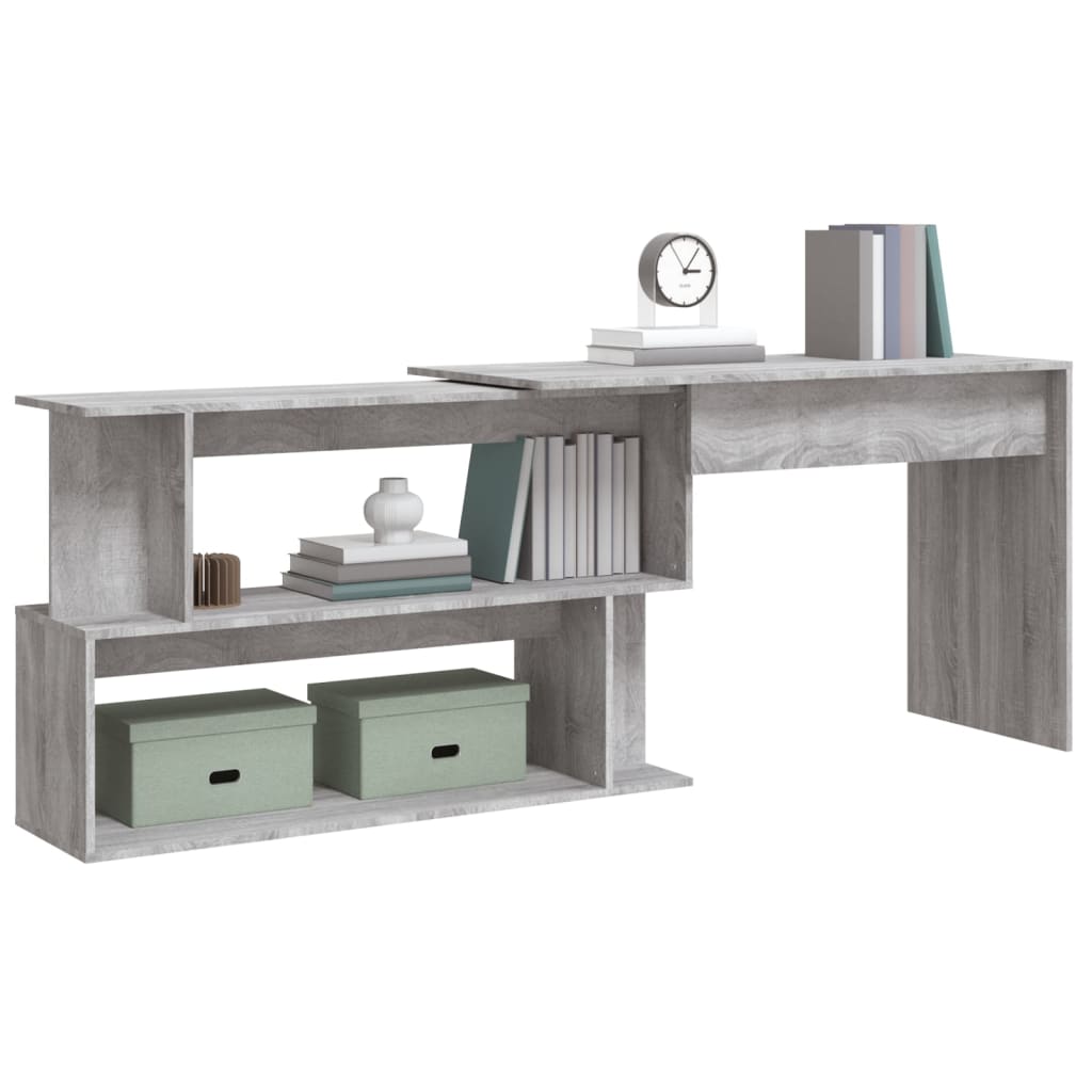 Bureau d'angle Sonoma gris 200x50x76 cm Bois d'ingénierie - XIOS