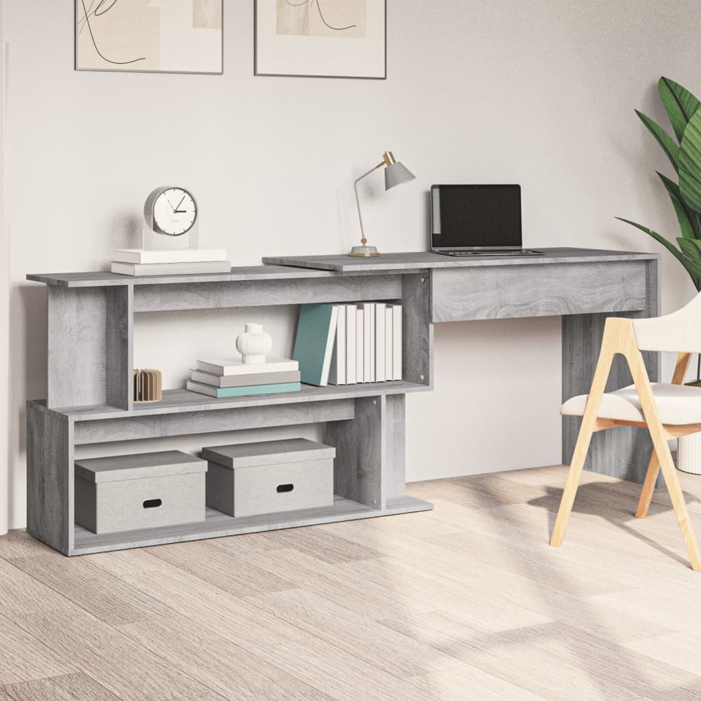 Bureau d'angle Sonoma gris 200x50x76 cm Bois d'ingénierie - XIOS