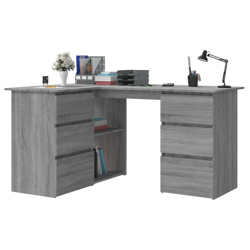 Bureau d'angle Sonoma gris 145x100x76 cm Bois d'ingénierie - XIOS