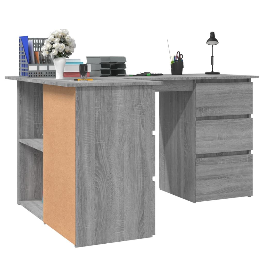 Bureau d'angle Sonoma gris 145x100x76 cm Bois d'ingénierie - XIOS