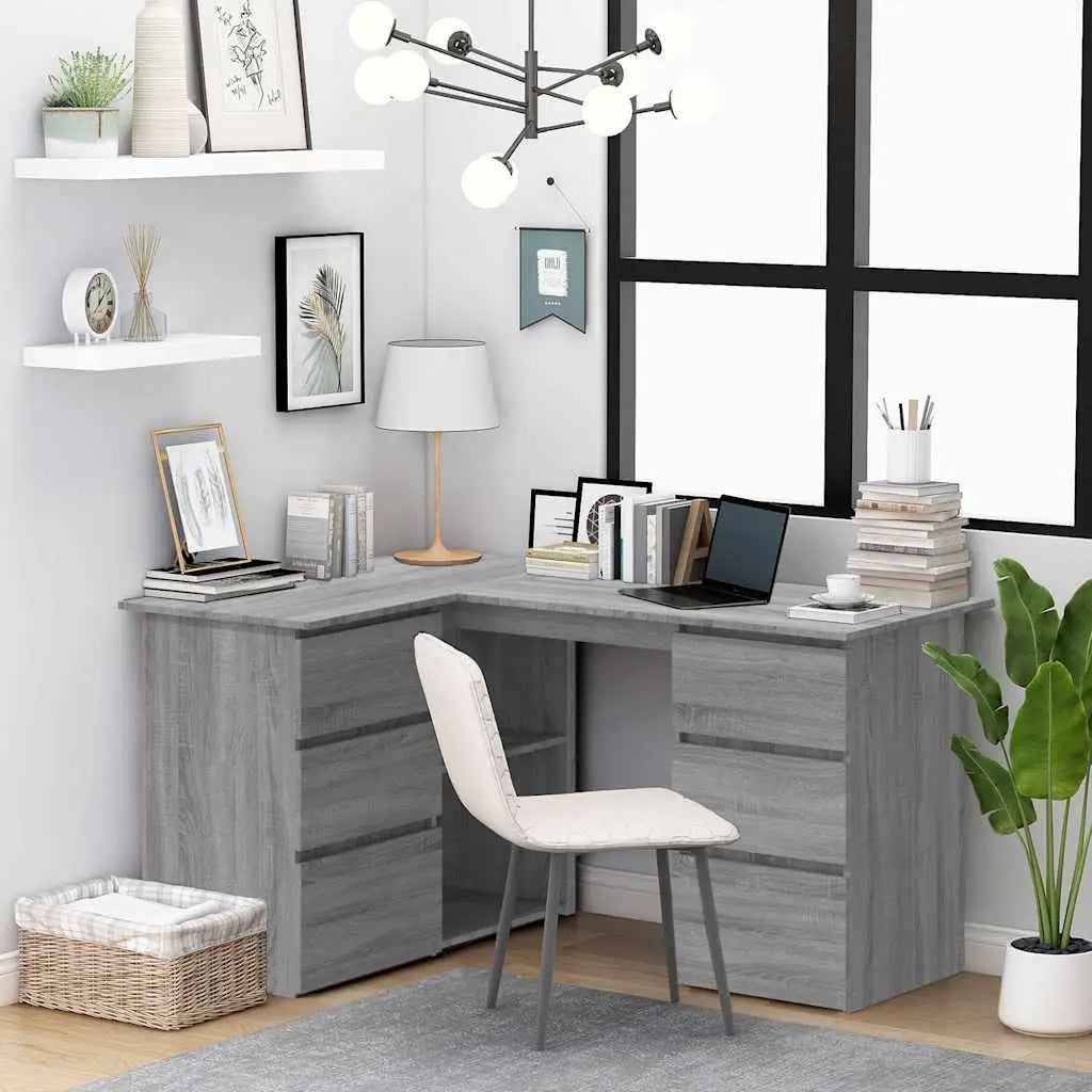 Bureau d’angle Sonoma gris 145x100x76 cm Bois d’ingénierie - XIOS