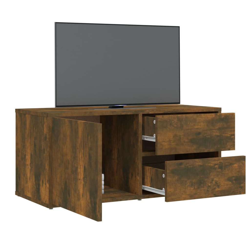 Meuble TV Chêne fumé 80x34x36 cm Bois d'ingénierie - XIOS