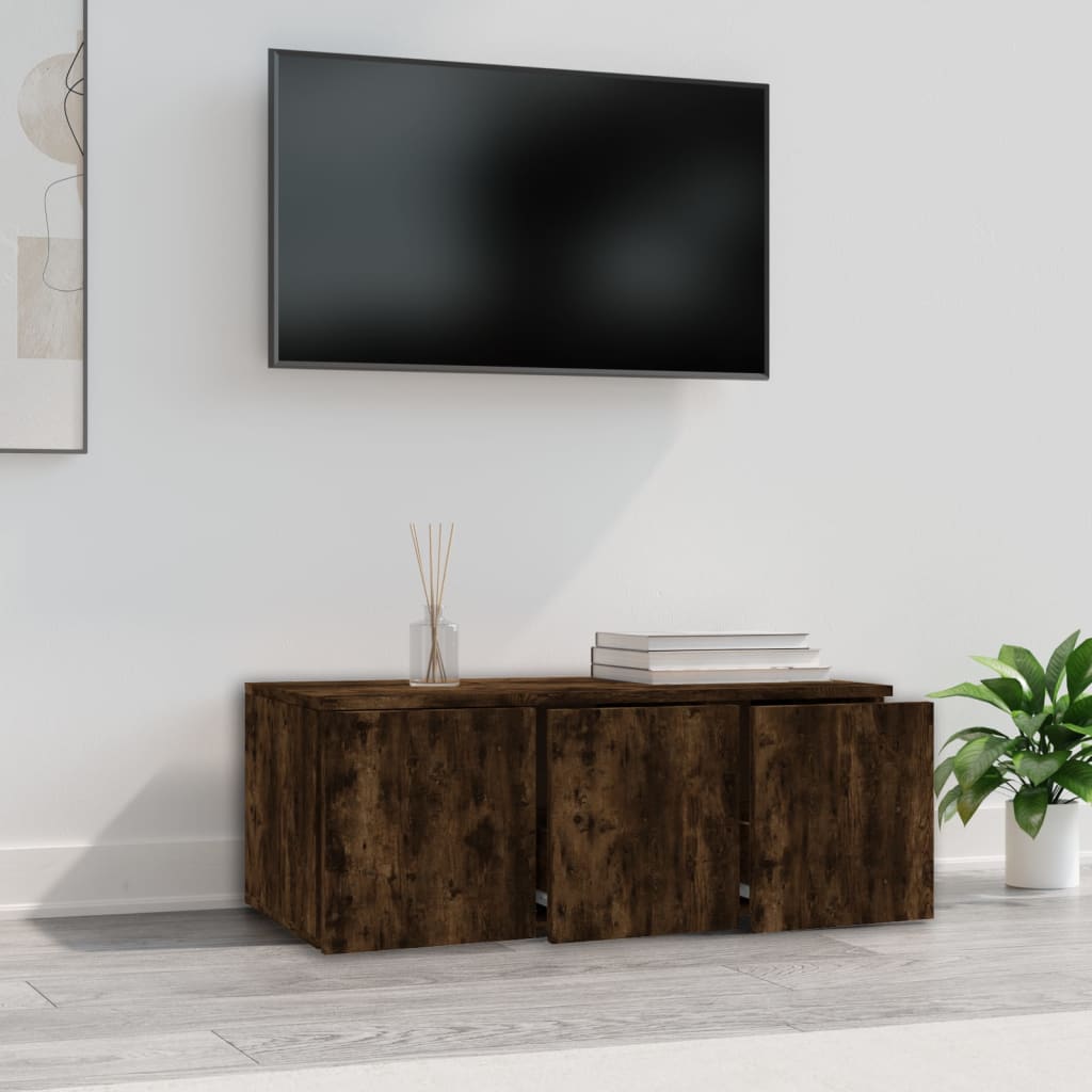 Meuble TV Chêne fumé 80x34x30 cm Bois d'ingénierie - XIOS