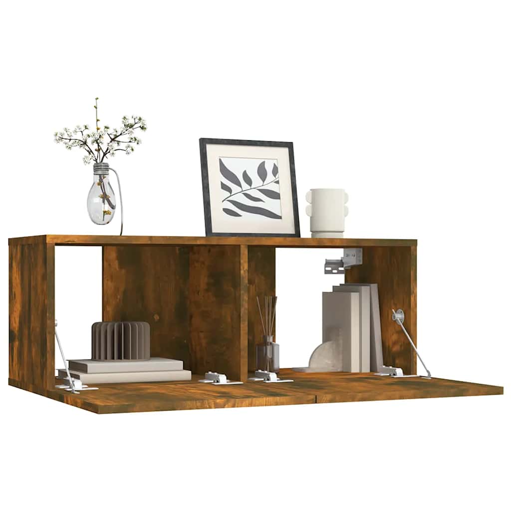 Meuble TV chêne fumé 80x30x30 cm bois d'ingénierie - XIOS