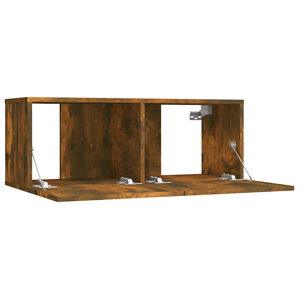 Meuble TV chêne fumé 80x30x30 cm bois d'ingénierie - XIOS