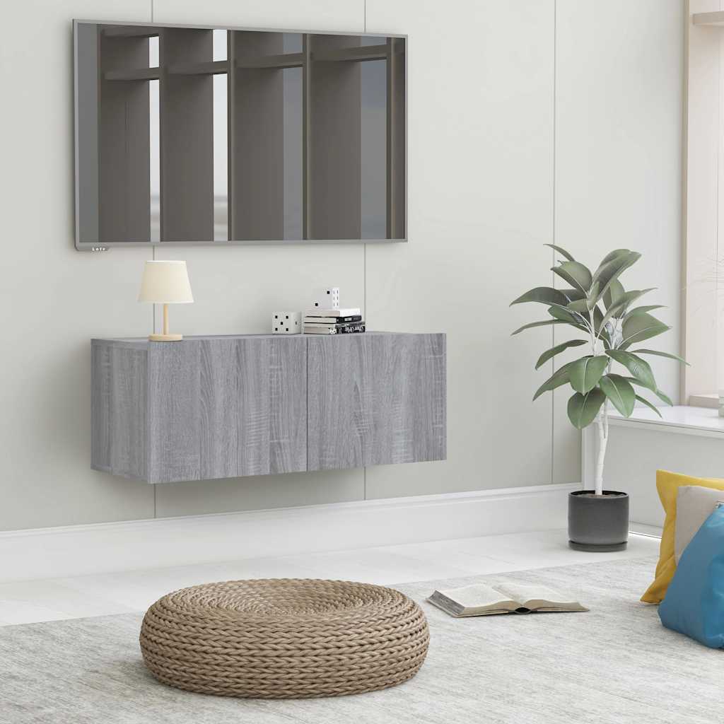 Meuble TV sonoma gris 80x30x30 cm bois d'ingénierie - XIOS
