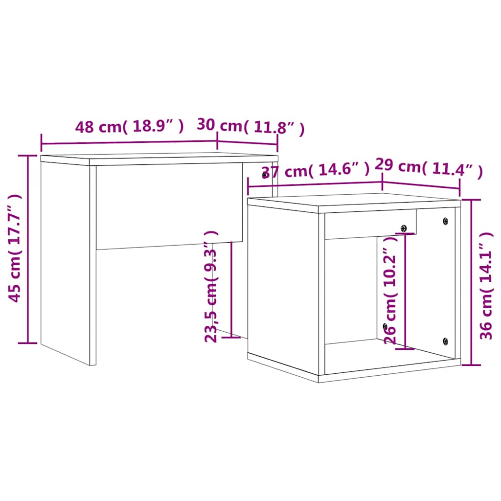 Tables basses gigognes 2 pcs chêne marron bois d'ingénierie - XIOS
