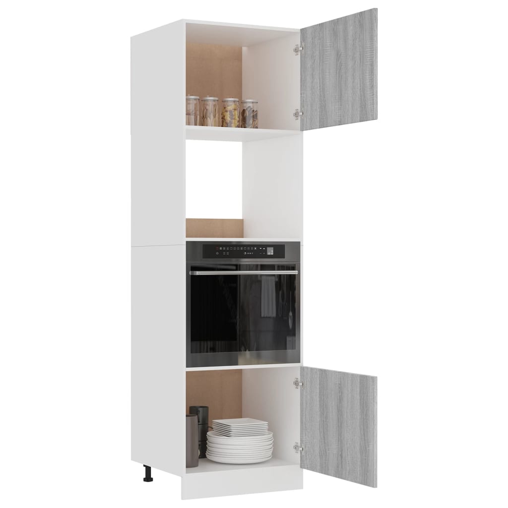 Meuble micro-ondes "Lyon" Gris Sonoma 60 x 57 x 207 cm Bois d'ingénierie - XIOS