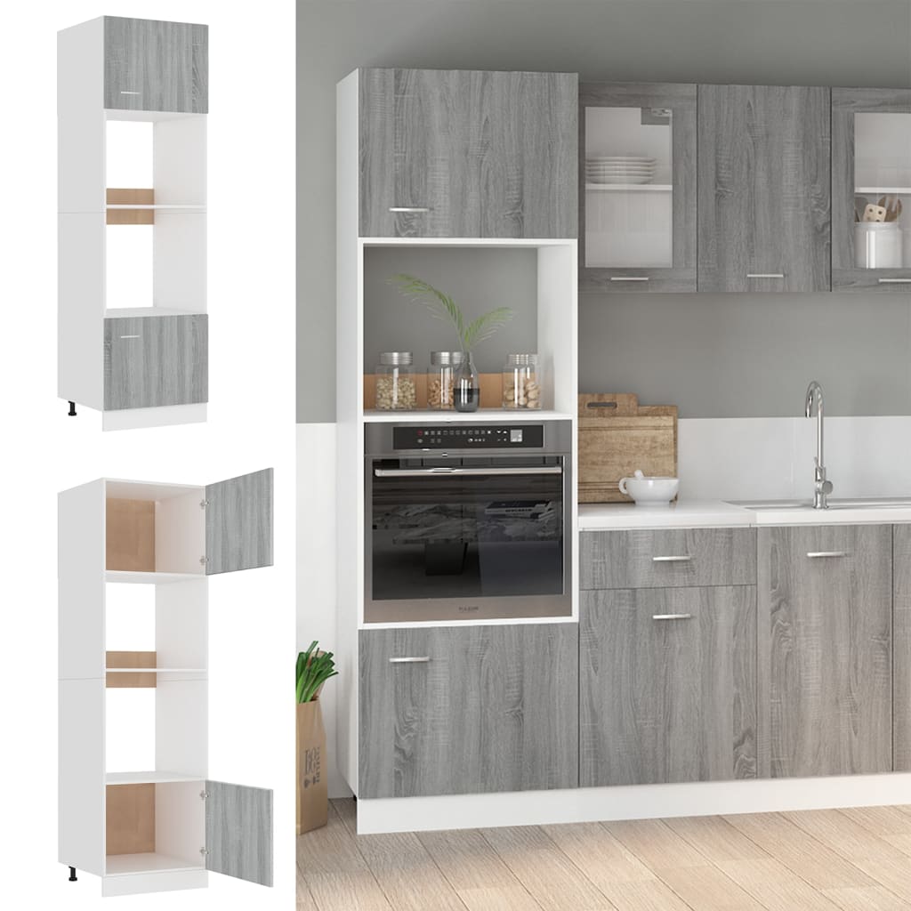 Meuble micro-ondes "Lyon" Gris Sonoma 60 x 57 x 207 cm Bois d'ingénierie - XIOS