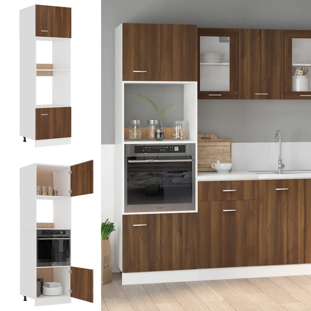 Meuble micro-ondes "Lyon" Chêne brun 60 x 57 x 207 cm Bois d'ingénierie - XIOS