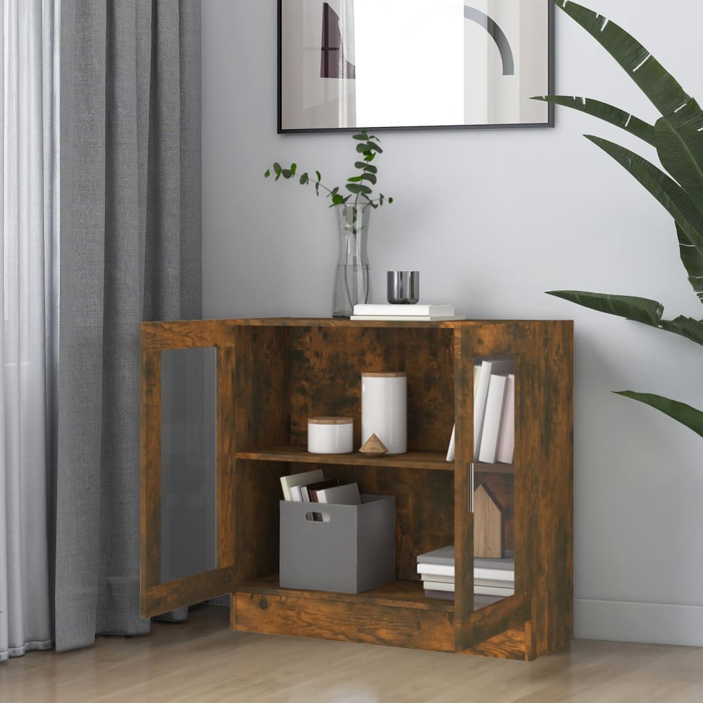 Armoire à vitrine Chêne fumé 82,5x30,5x80 cm Bois d'ingénierie - XIOS