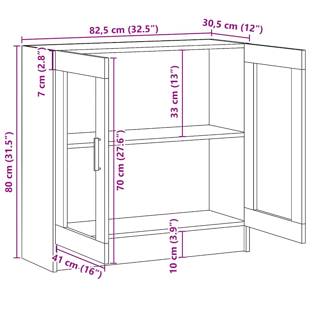 Armoire à vitrine Chêne fumé 82,5x30,5x80 cm Bois d'ingénierie - XIOS