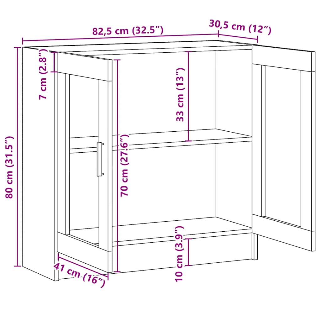 Armoire à vitrine Sonoma gris 82,5x30,5x80 cm Bois d'ingénierie - XIOS
