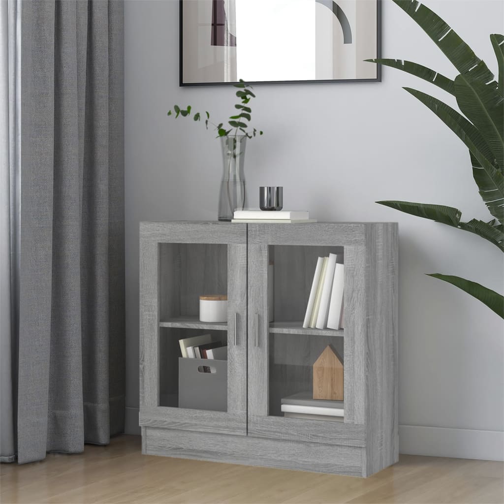 Armoire à vitrine Sonoma gris 82,5x30,5x80 cm Bois d'ingénierie - XIOS