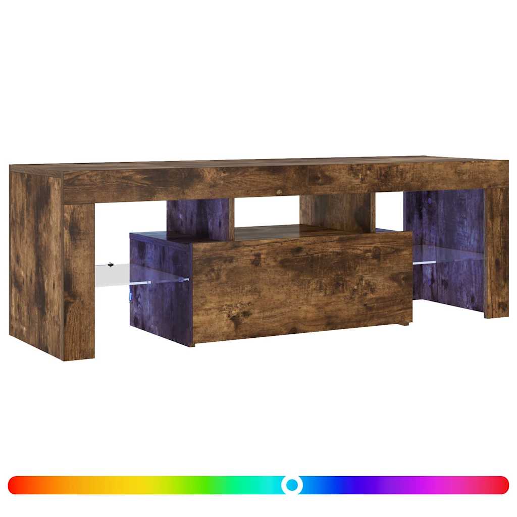 Meuble TV avec lumières LED chêne fumé 120x35x40 cm - XIOS