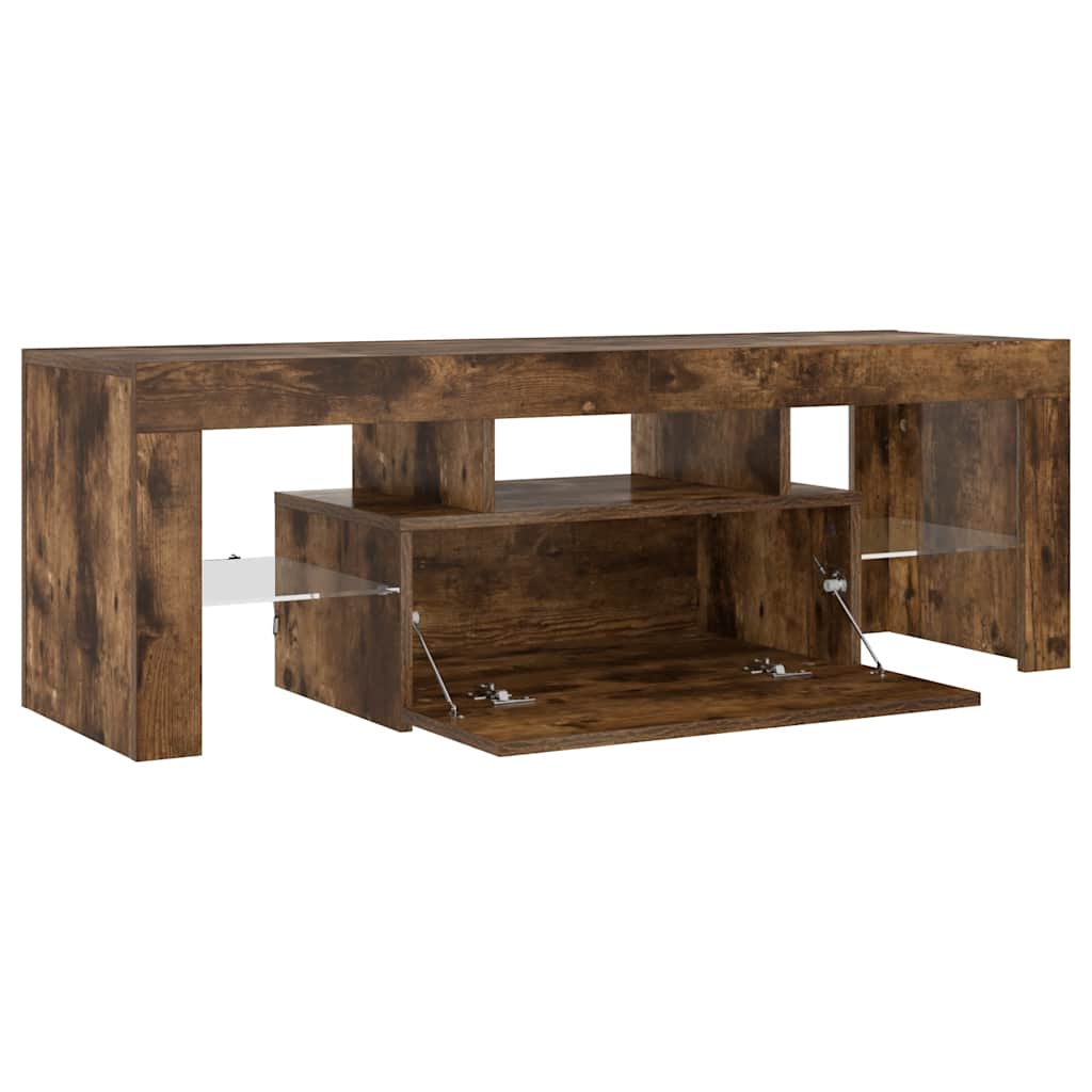 Meuble TV avec lumières LED chêne fumé 120x35x40 cm - XIOS