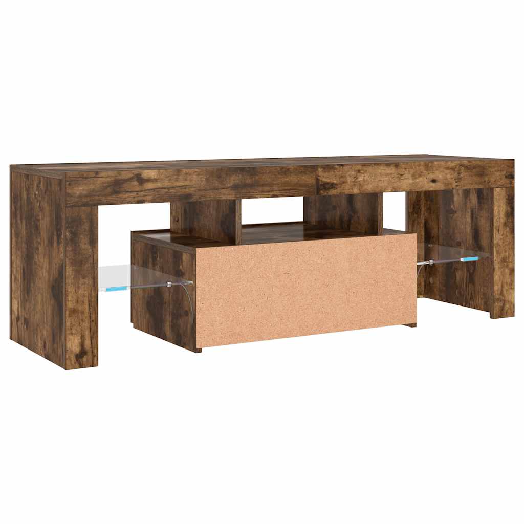 Meuble TV avec lumières LED chêne fumé 120x35x40 cm - XIOS