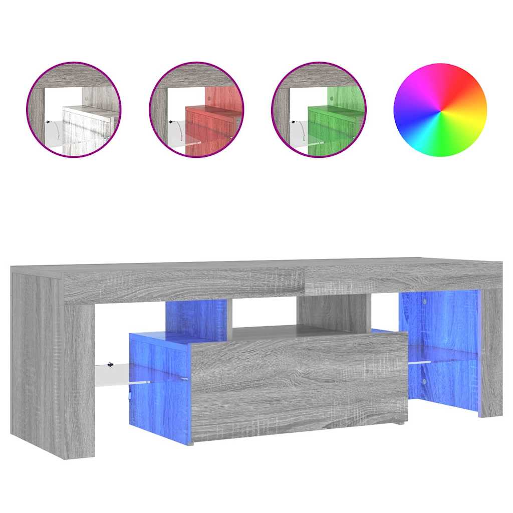 Meuble TV avec lumières LED sonoma gris 120x35x40 cm - XIOS