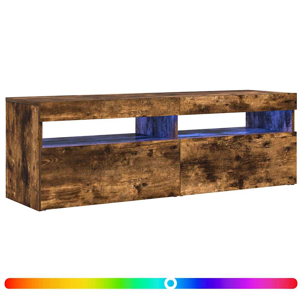 Meuble TV avec lumières LED chêne fumé 120x35x40 cm - XIOS