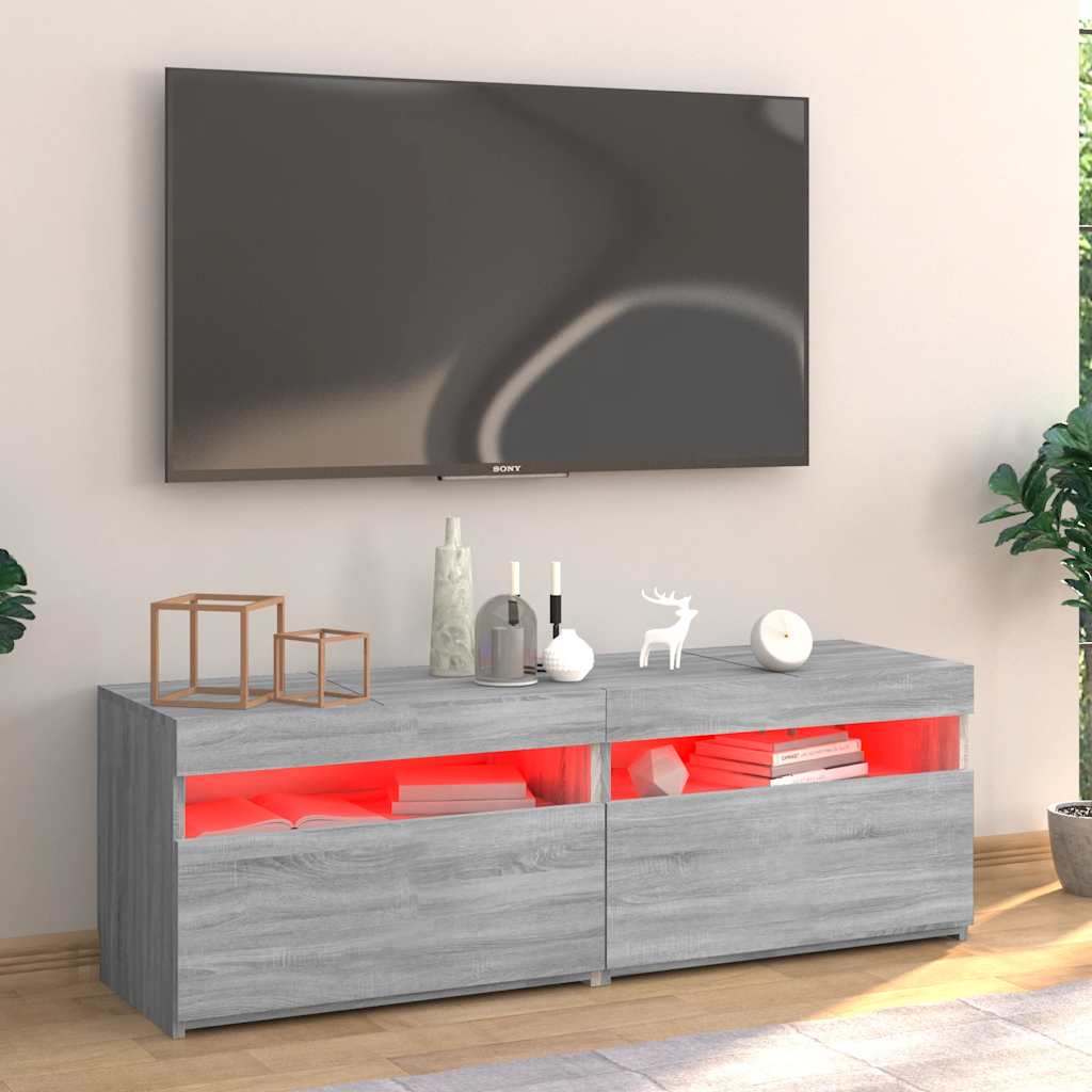 Meuble TV avec lumières LED sonoma gris 120x35x40 cm - XIOS