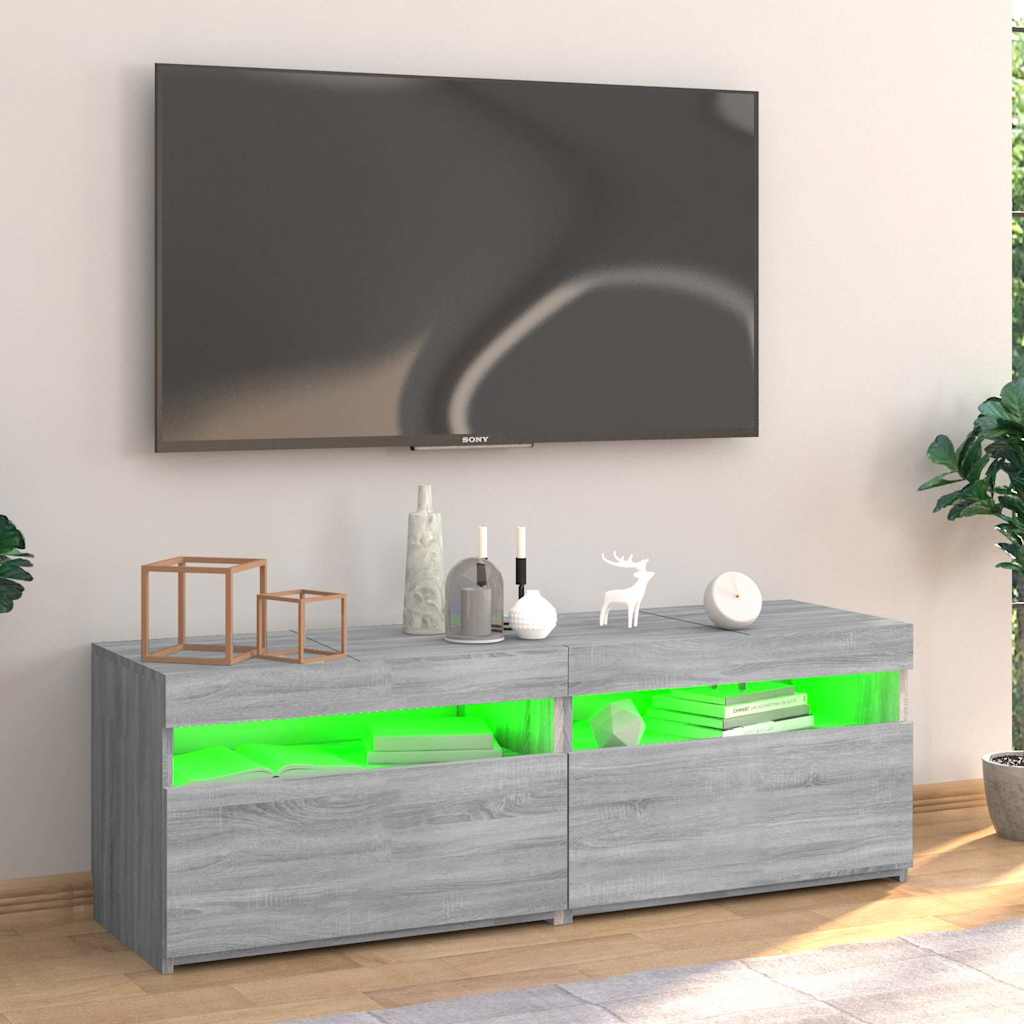 Meuble TV avec lumières LED sonoma gris 120x35x40 cm - XIOS