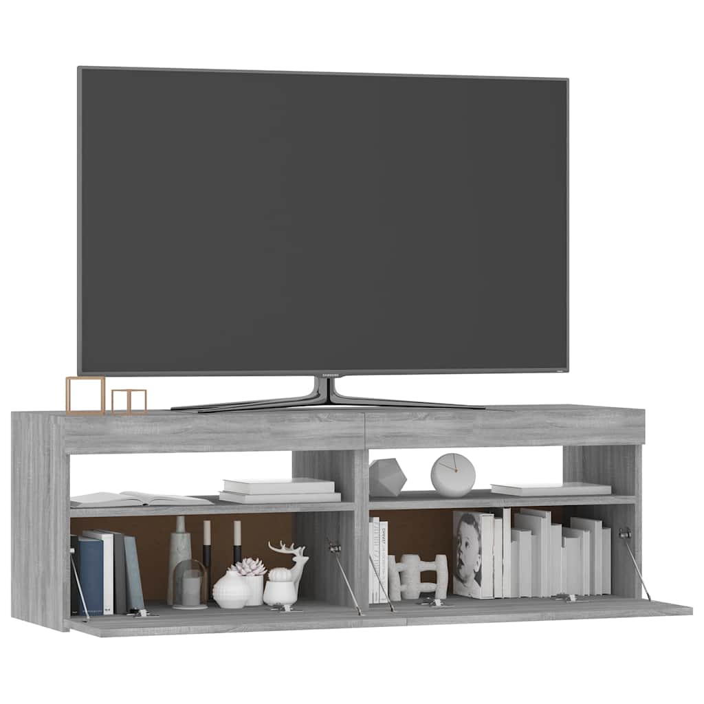 Meuble TV avec lumières LED sonoma gris 120x35x40 cm - XIOS