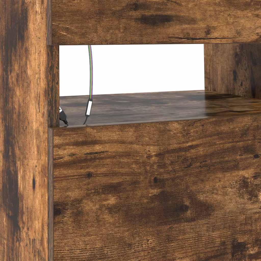 Meuble TV avec lumières LED Chêne fumé 90x35x40 cm - XIOS