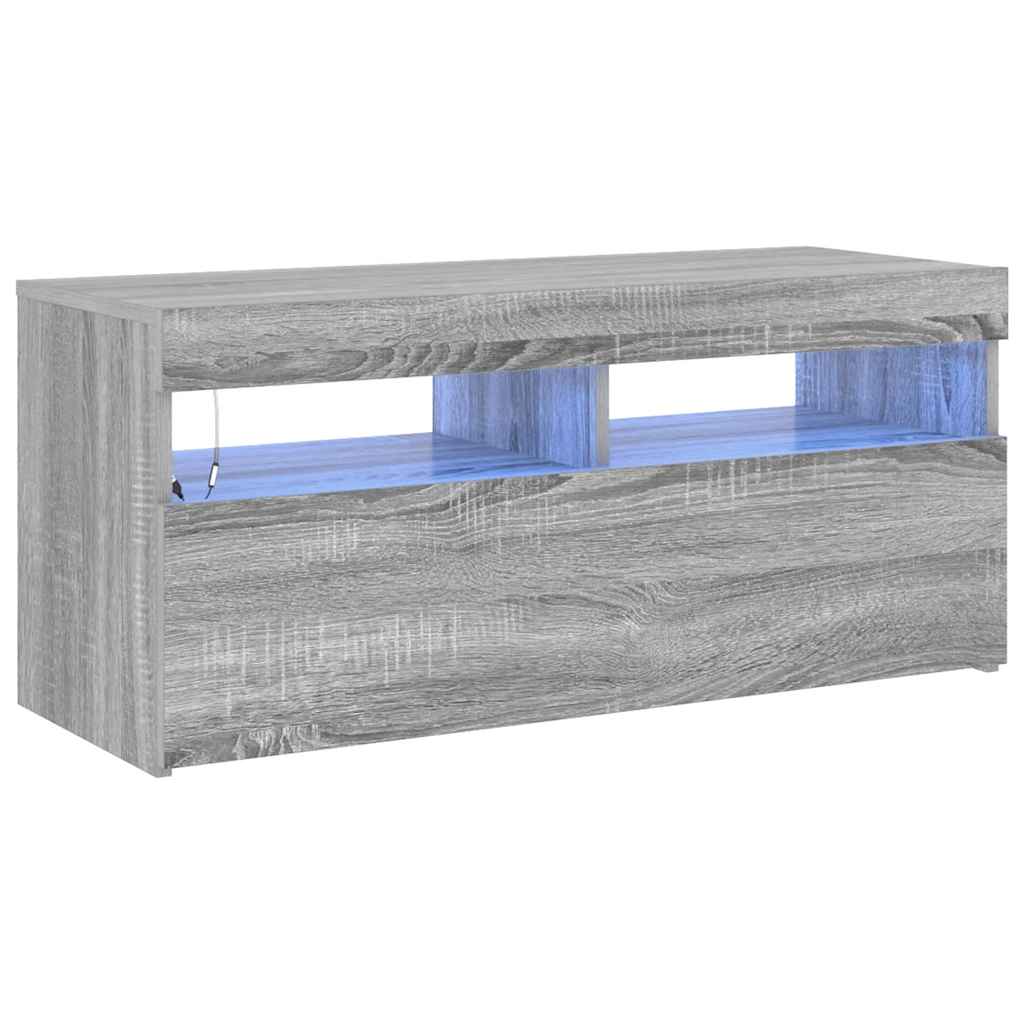 Meuble TV avec lumières LED Sonoma gris 90x35x40 cm - XIOS