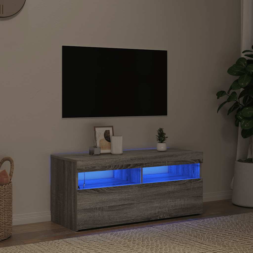 Meuble TV avec lumières LED Sonoma gris 90x35x40 cm - XIOS