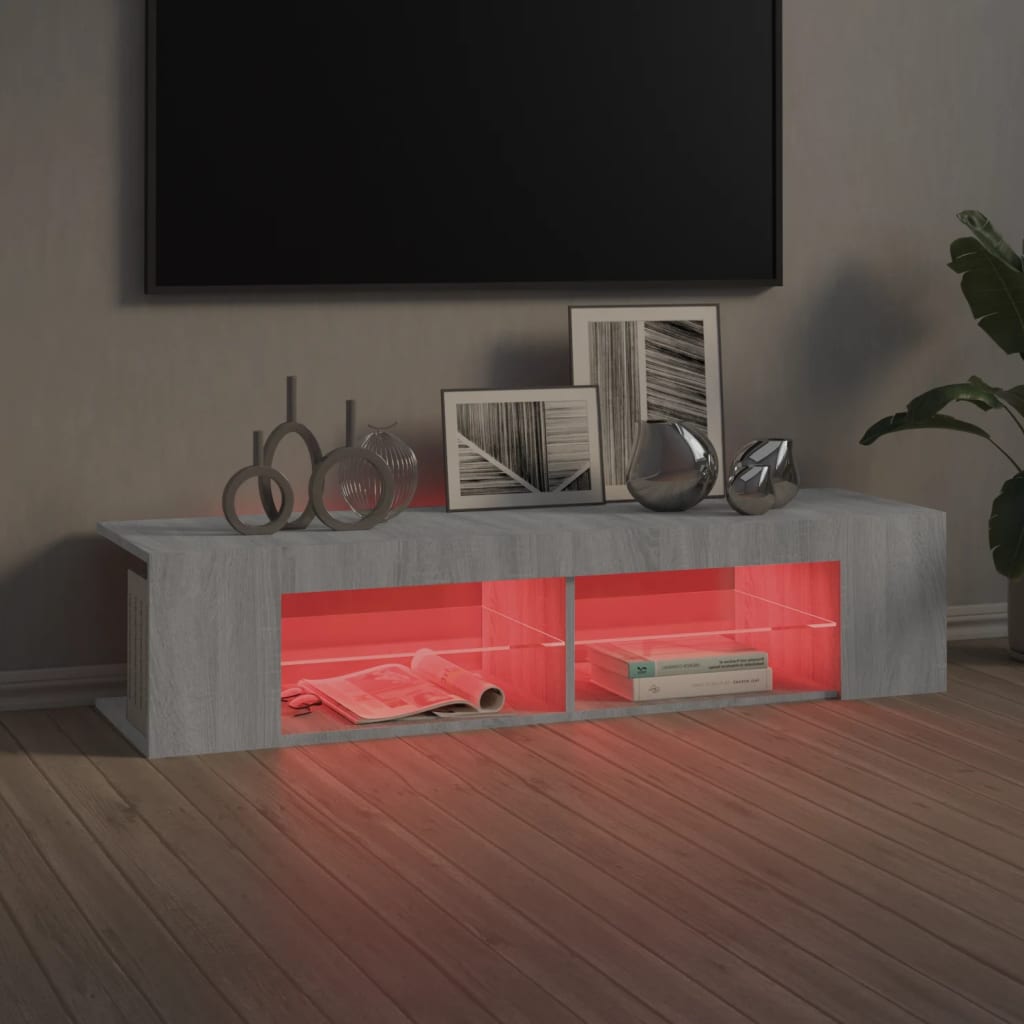 Meuble TV avec lumières LED sonoma gris 135x39x30 cm - XIOS