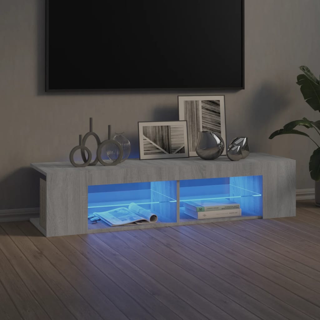 Meuble TV avec lumières LED sonoma gris 135x39x30 cm - XIOS