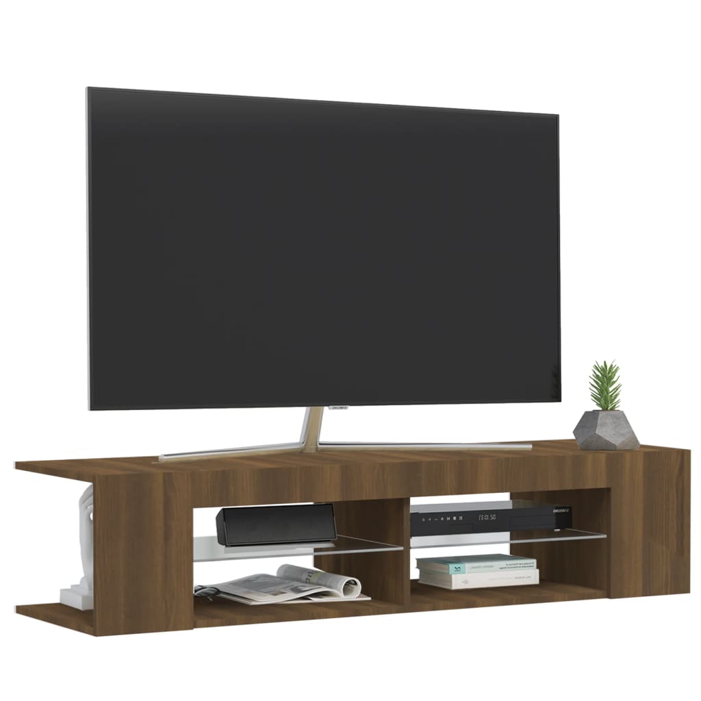 Meuble TV avec lumières LED chêne marron 135x39x30 cm - XIOS