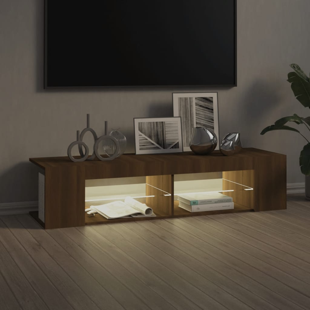 Meuble TV avec lumières LED chêne marron 135x39x30 cm - XIOS
