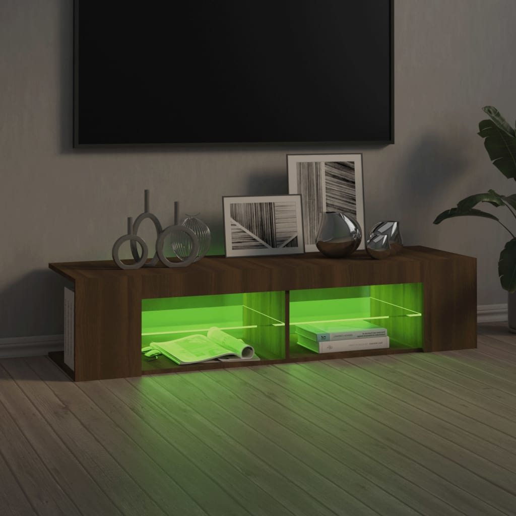 Meuble TV avec lumières LED chêne marron 135x39x30 cm - XIOS