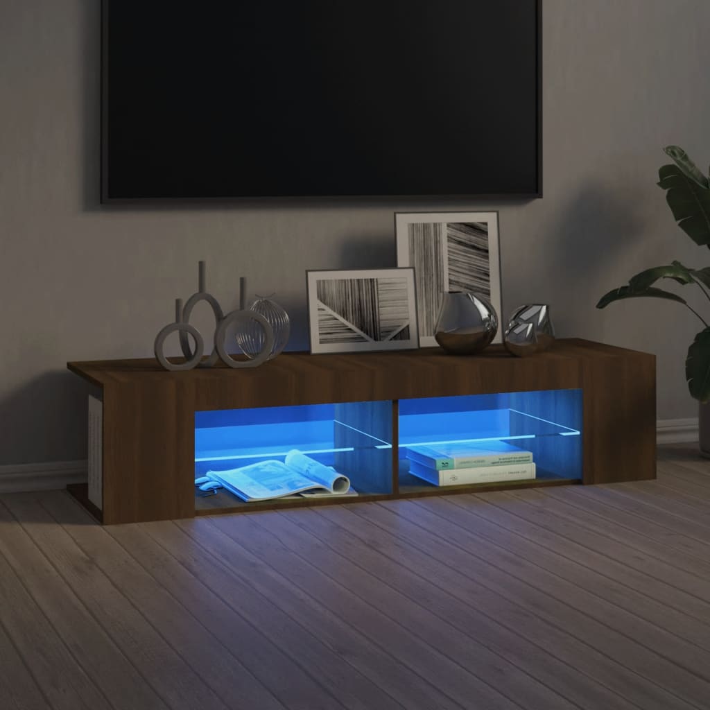 Meuble TV avec lumières LED chêne marron 135x39x30 cm - XIOS