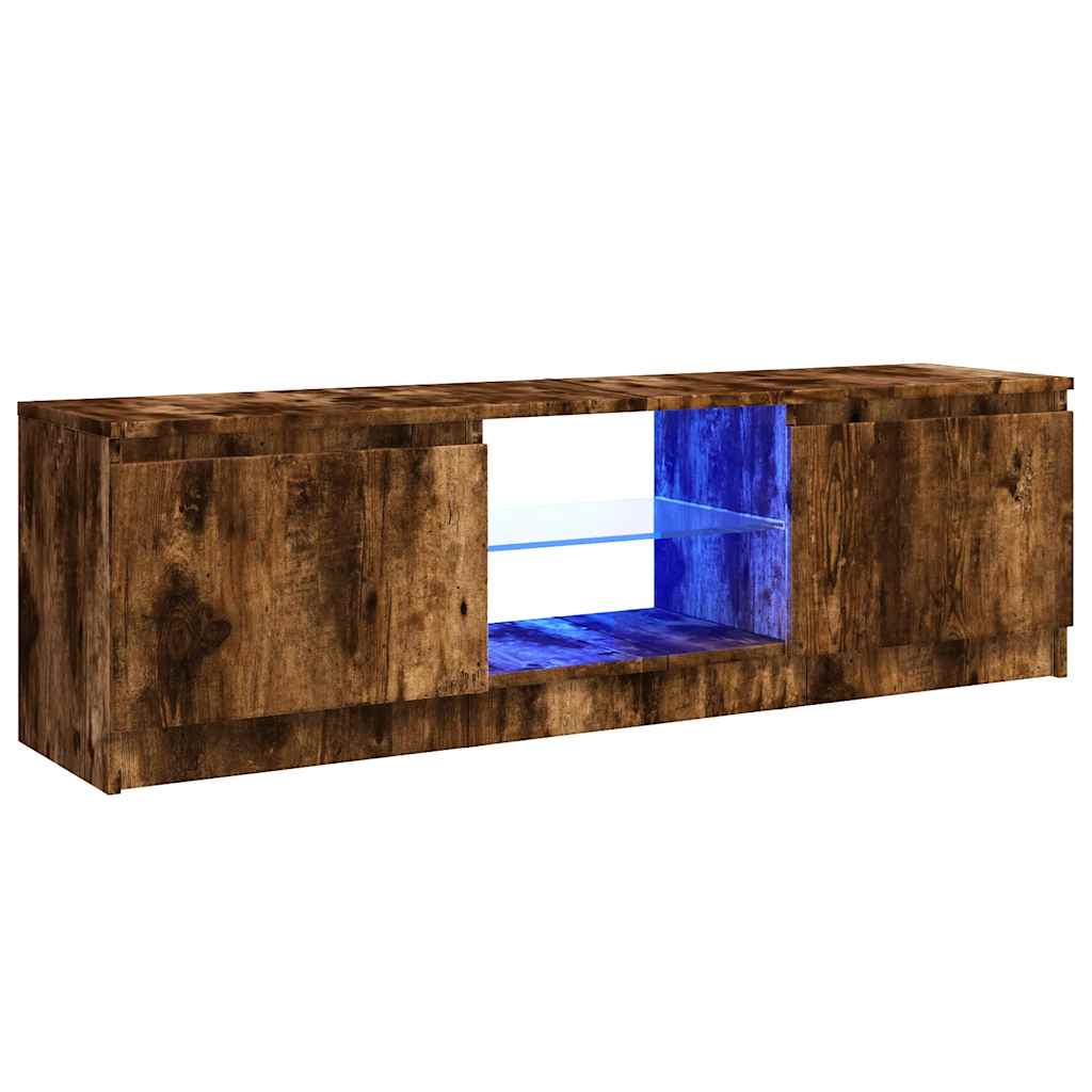 Meuble TV avec lumières LED chêne fumé 120x30x36 cm - XIOS