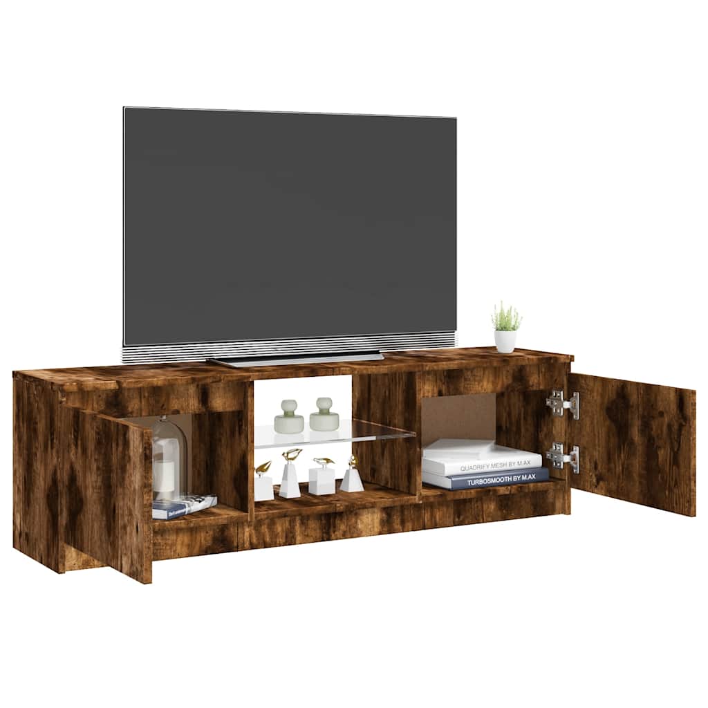 Meuble TV avec lumières LED chêne fumé 120x30x36 cm - XIOS