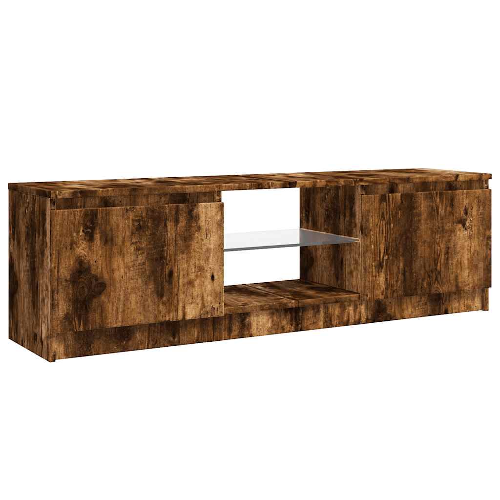 Meuble TV avec lumières LED chêne fumé 120x30x36 cm - XIOS