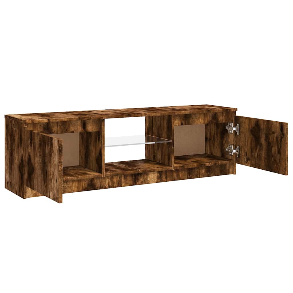 Meuble TV avec lumières LED chêne fumé 120x30x36 cm - XIOS