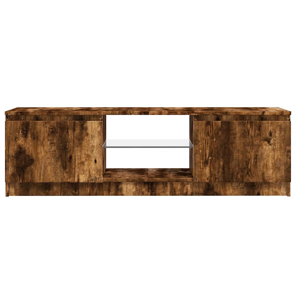 Meuble TV avec lumières LED chêne fumé 120x30x36 cm - XIOS